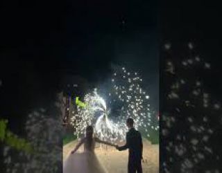 Горящие фонтаны + мельница + салют